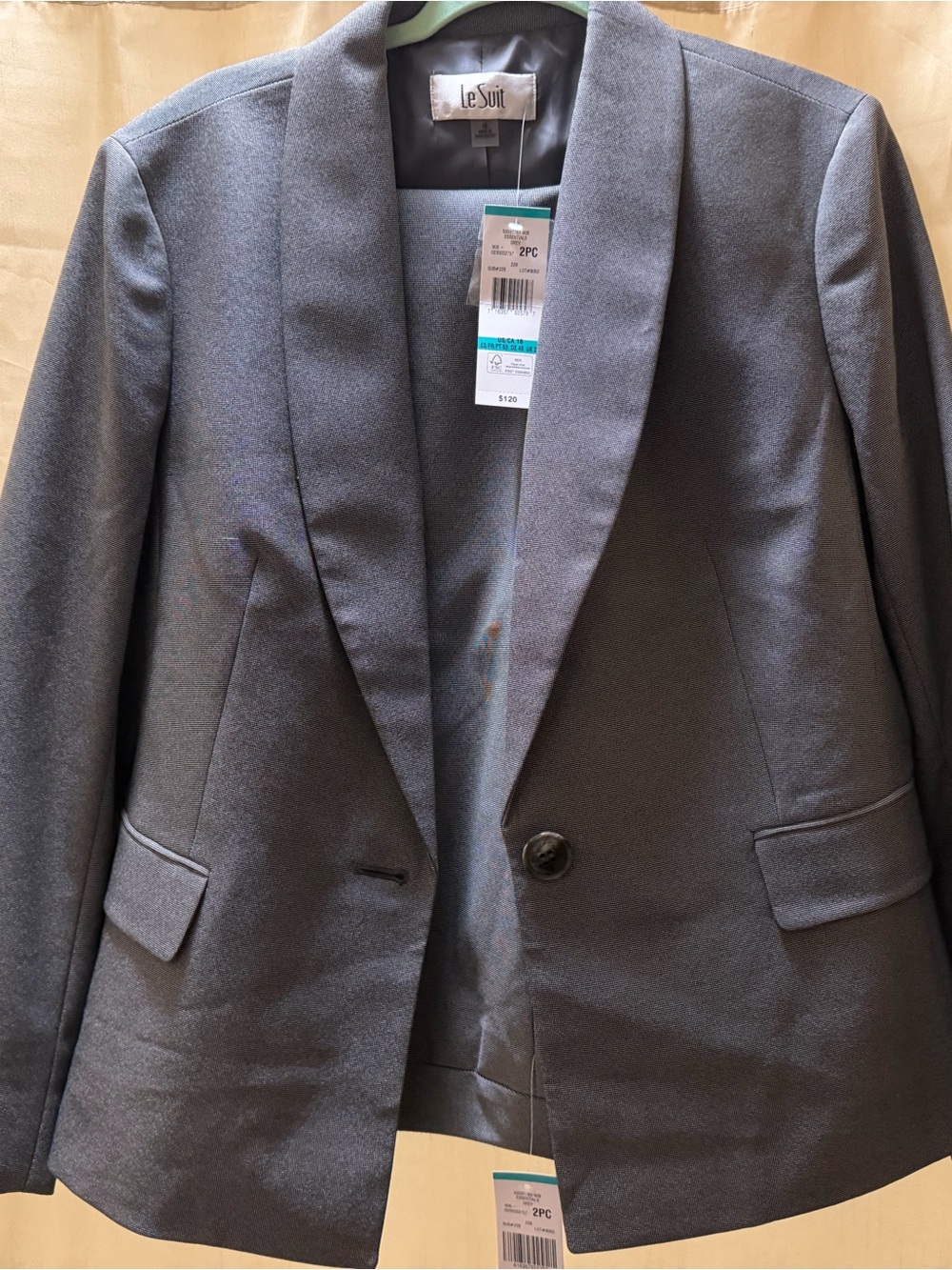 Le Suit Women's Gray 2-Piece Pantsuit